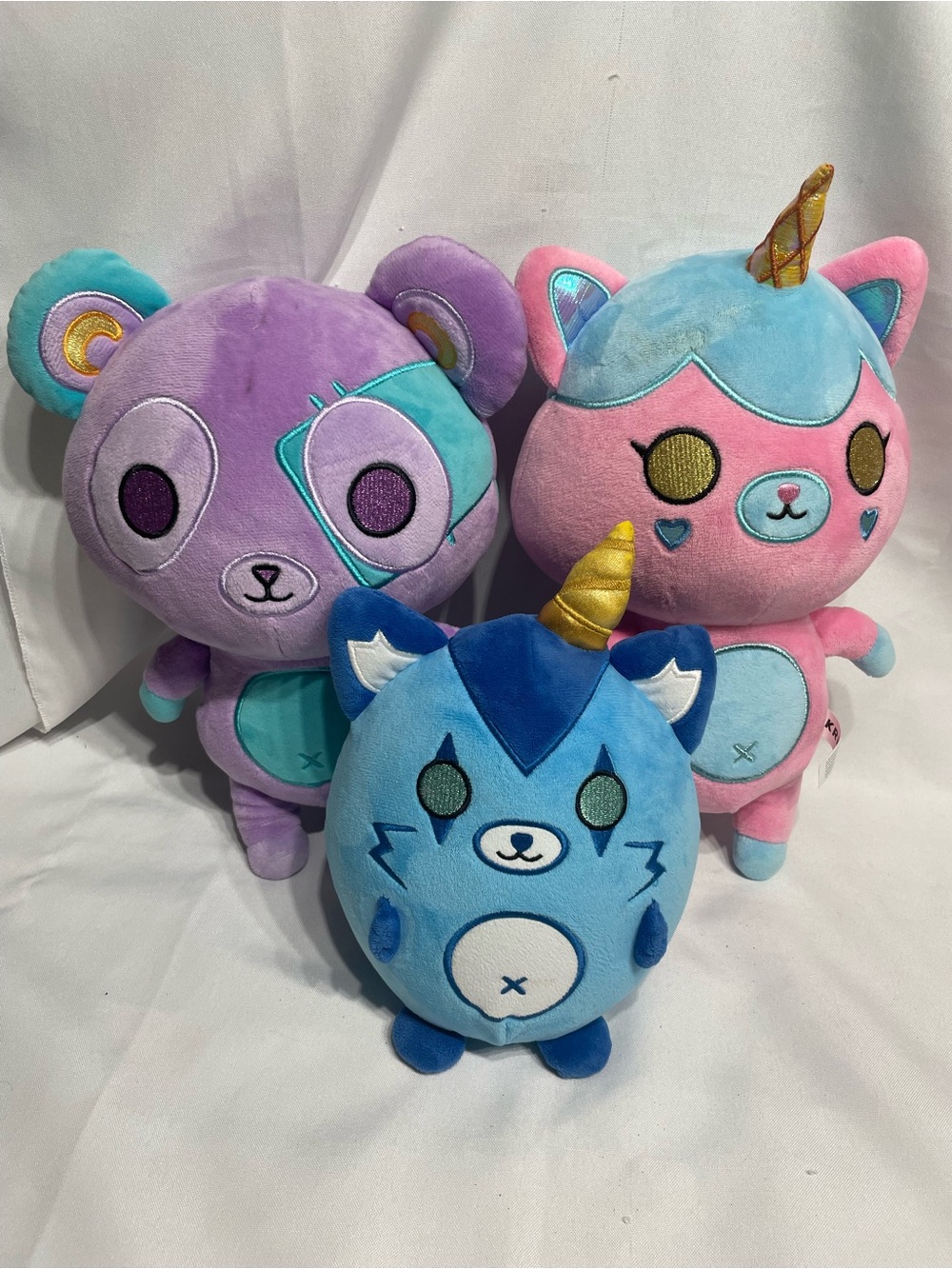 Collection of 3 plush toys Krew District Teddies EUC may need light spot clean
